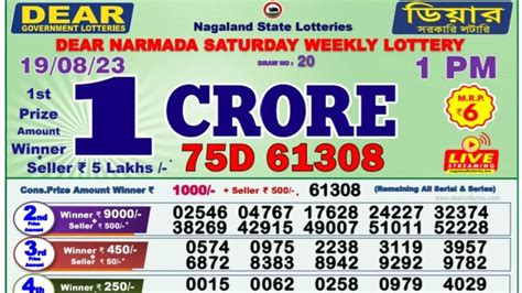 dear narmada saturday weekly lottery|Nagaland State Lotteries .